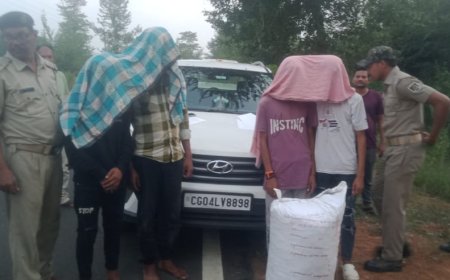 ଗଞ୍ଜେଇ ସହ କାର ଜବତ ୪   ଗିରଫ ।