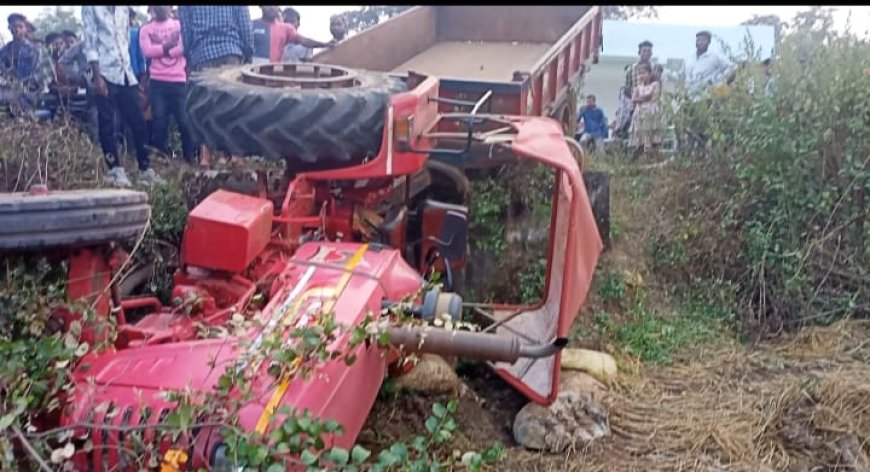ଲକ୍ଷ୍ମୀ ବସ୍ କୁ ସାଇଡ ଦେବା ବେଳେ ଗୋଟିଏ ପାର୍ଶ୍ୱରେ ପିଟିଲା ଟ୍ରାକ୍ଟର।